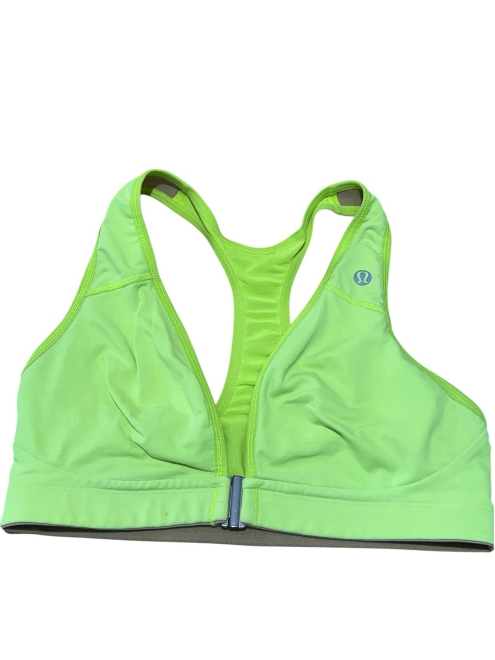 Lululemon Lime Green Racerback Sports Bra Front Clasp Estimated Size 2